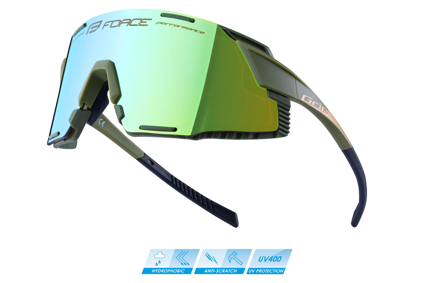 очки солнцезащитные FORCE GRIP, армейское золото, золотая рефлективная линза