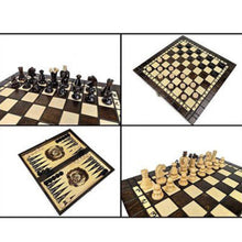 Load image into Gallery viewer, Wooden Backgammon, Chess &amp; Checkers
