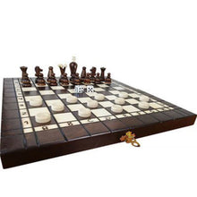 Load image into Gallery viewer, Wooden Backgammon, Chess &amp; Checkers
