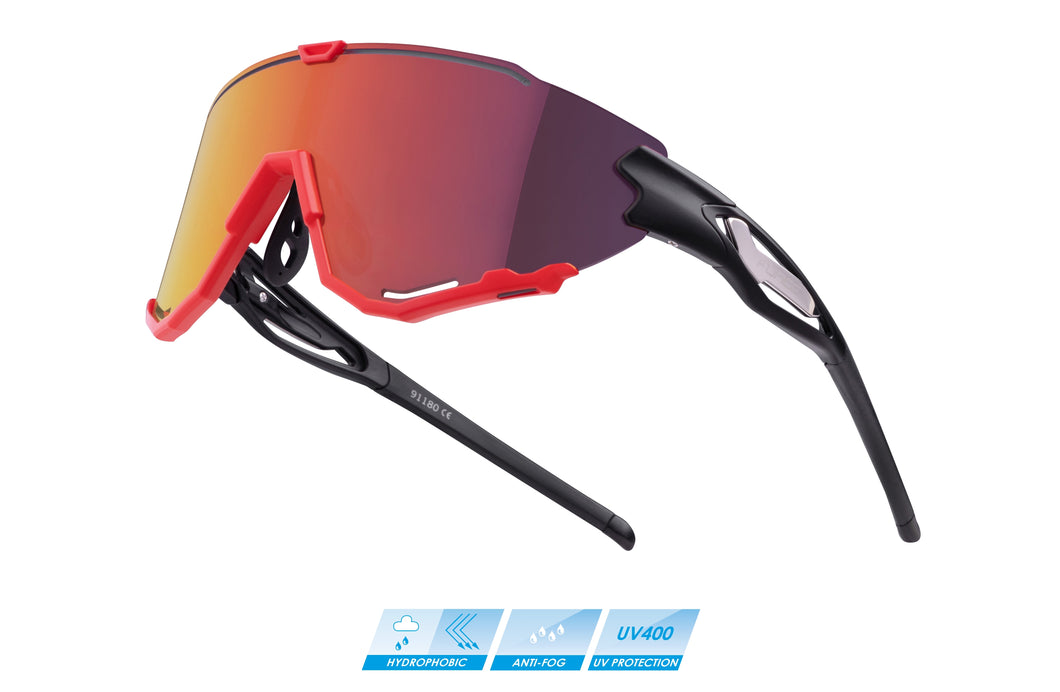 sunglasses FORCE CREED black-red, red revo lens